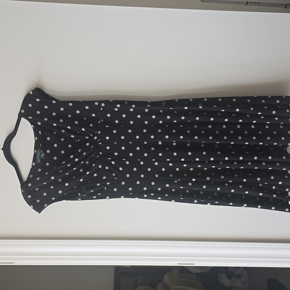 New Ralph Lauren LRL Polka Dot Faux Wrap Dress Womens Cocktail Size 8 - Picture 4 of 5